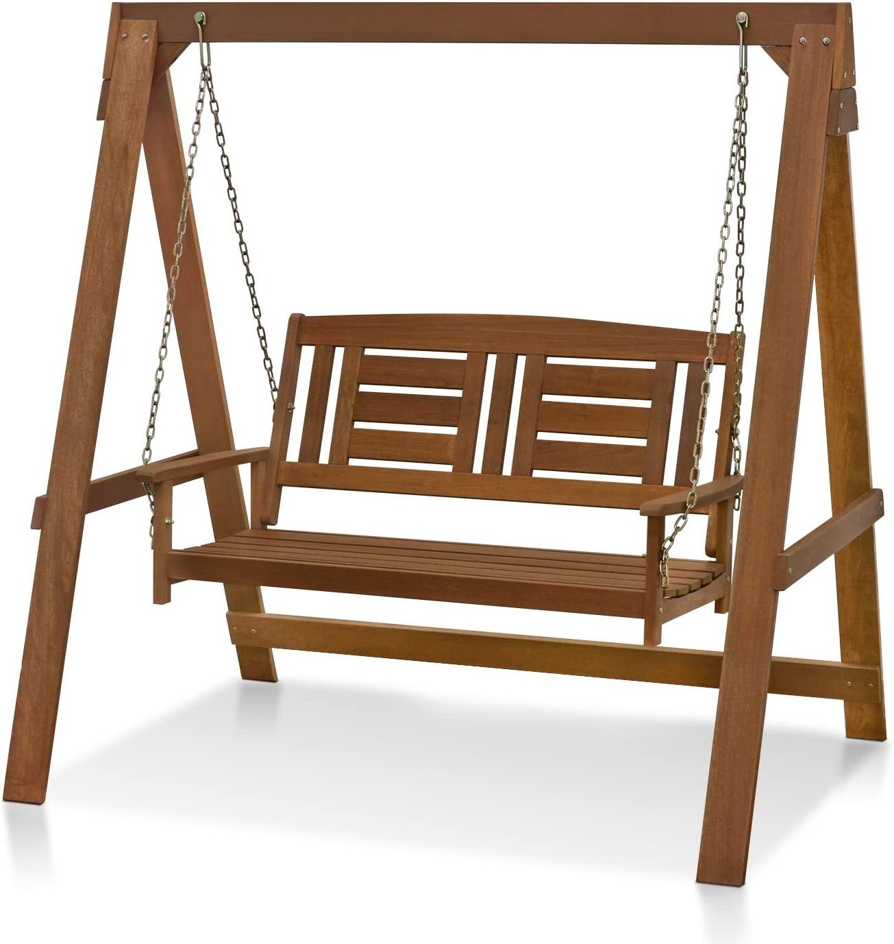 Outdoor Wooden Log Swing Modern Garden DecorationFurniture Chair Porch Swing