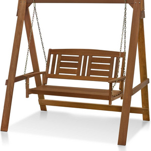 Outdoor Wooden Log Swing Modern Garden DecorationFurniture Chair Porch Swing