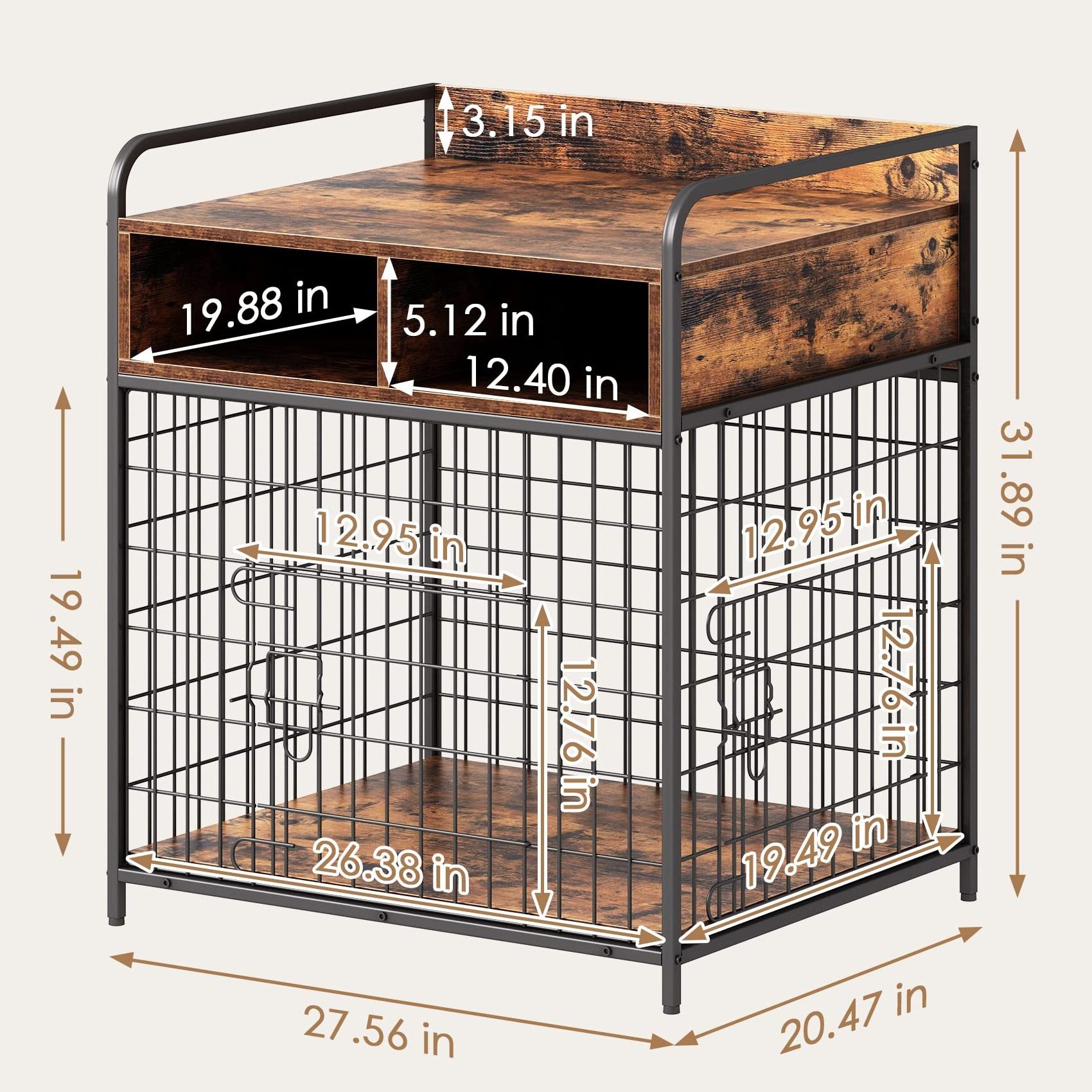 TIANYI Dog Crate Furniture Wooden Dog Crate End Side TableKennels Indoor Decorative Style Pet Crate for Medium Size Dogs