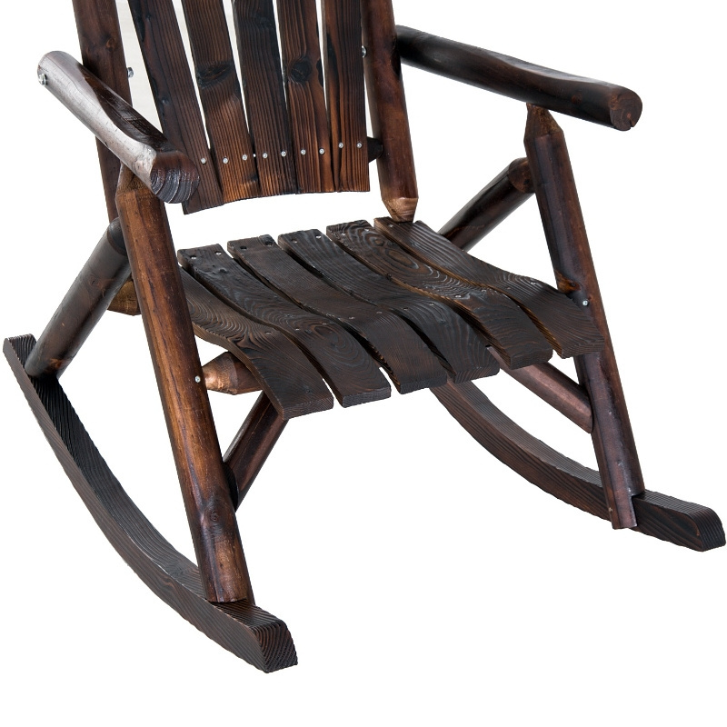 TIANYI 1 Seat Wooden Porch Rustic Log Rocker Outdoor Adirondack Rocking Chair Wood