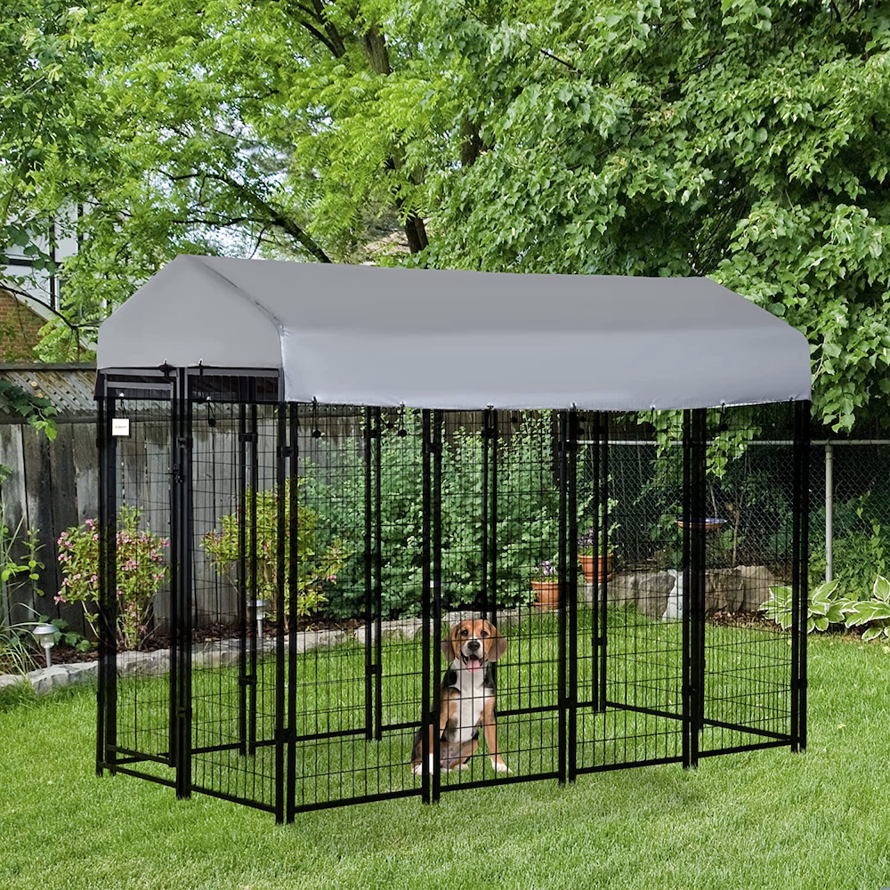 Chilochilo 8x4x6ft Dog Kennel Outdoor Dog Pen Playpen House Heavy Duty Dog Crate Metal Galvanized Welded Pet Animal Camping Cage