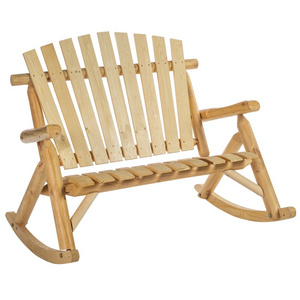 TIANYI 2 Seats White Outdoor Wooden Adirondack Chair Wood Porch Rocking Chair