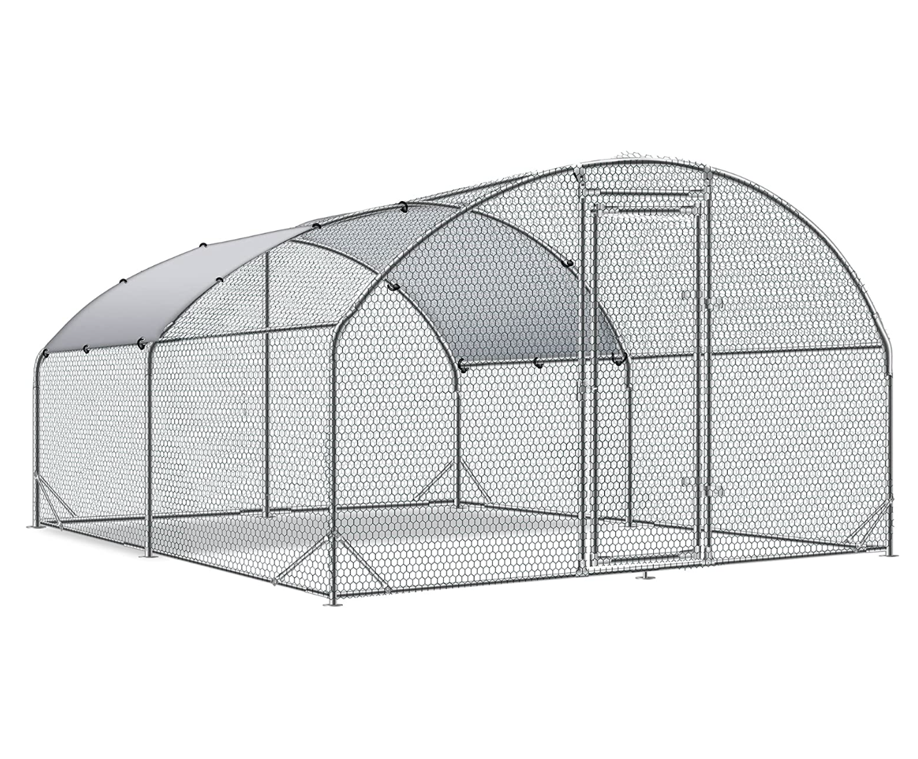 Chilochilo 18m/sq Galvanized Chicken Run Metal Chicken Coop with Roof Cover Heavy Duty Animal Cages Rabbit Hutch Chicken Cage