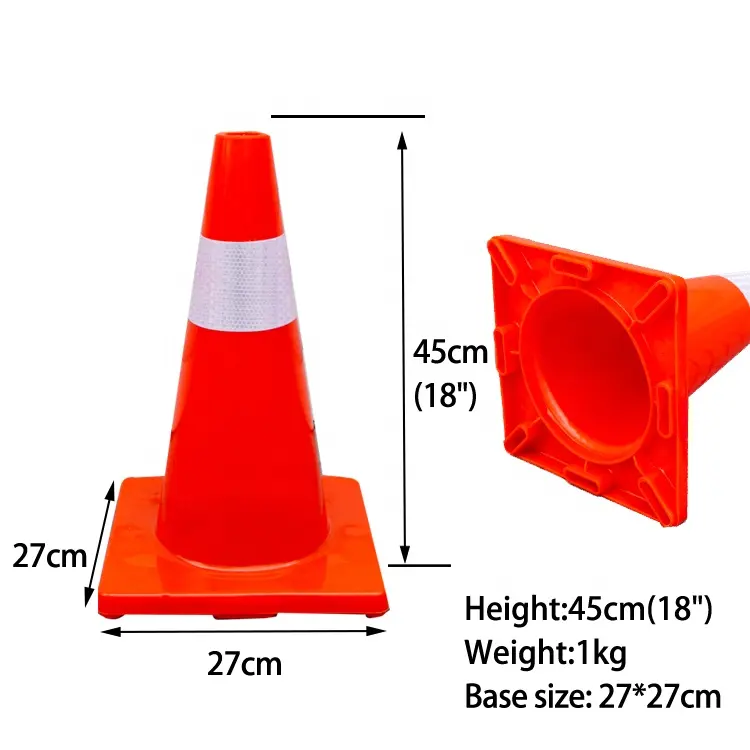 Good Quality PVC Orange Traffic Safety Cone With Reflective Band Used Traffic Cones