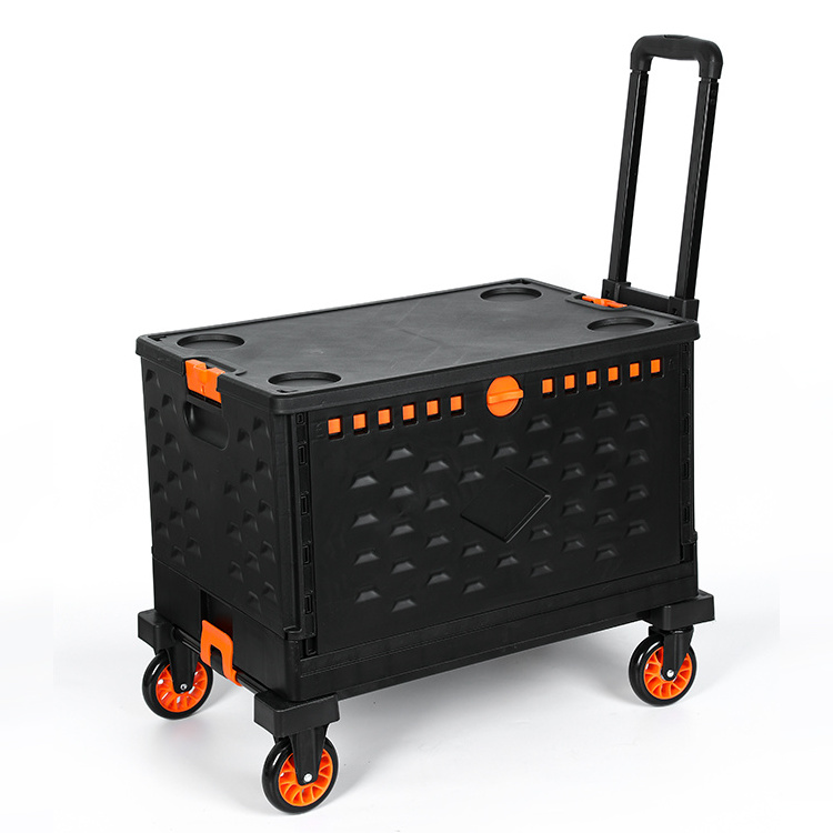 Pshopping Cart Storage Trolley Tabletop Use Luggage Foldable Cart with Wheels Lightweigh2 Wheels Plastic for Moving Travel 90mm