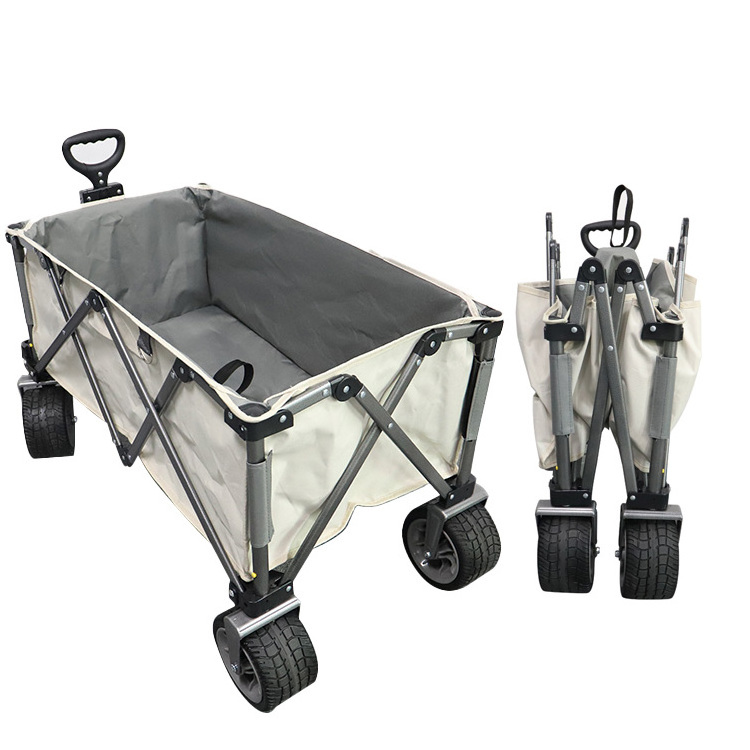 Heavy Duty Outdoor Trailer Light Weight Adjustable Folding Fat 4 Wheels Camping Cart Load 300 Pound Capacity Hand Wagon Trolley