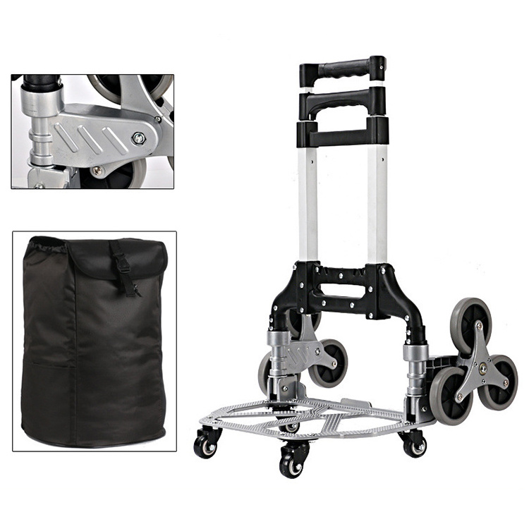 Aluminum foldable trolley carttrolley luggage stair climbing trolley with 6 wheels luggage carrier