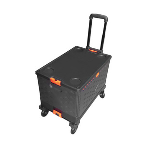 Load Capacity 150kg Outdoor Storage Folding PP Plastic Camping Hand Trolley Moving Grocery Camping Shopping Trolley Cart