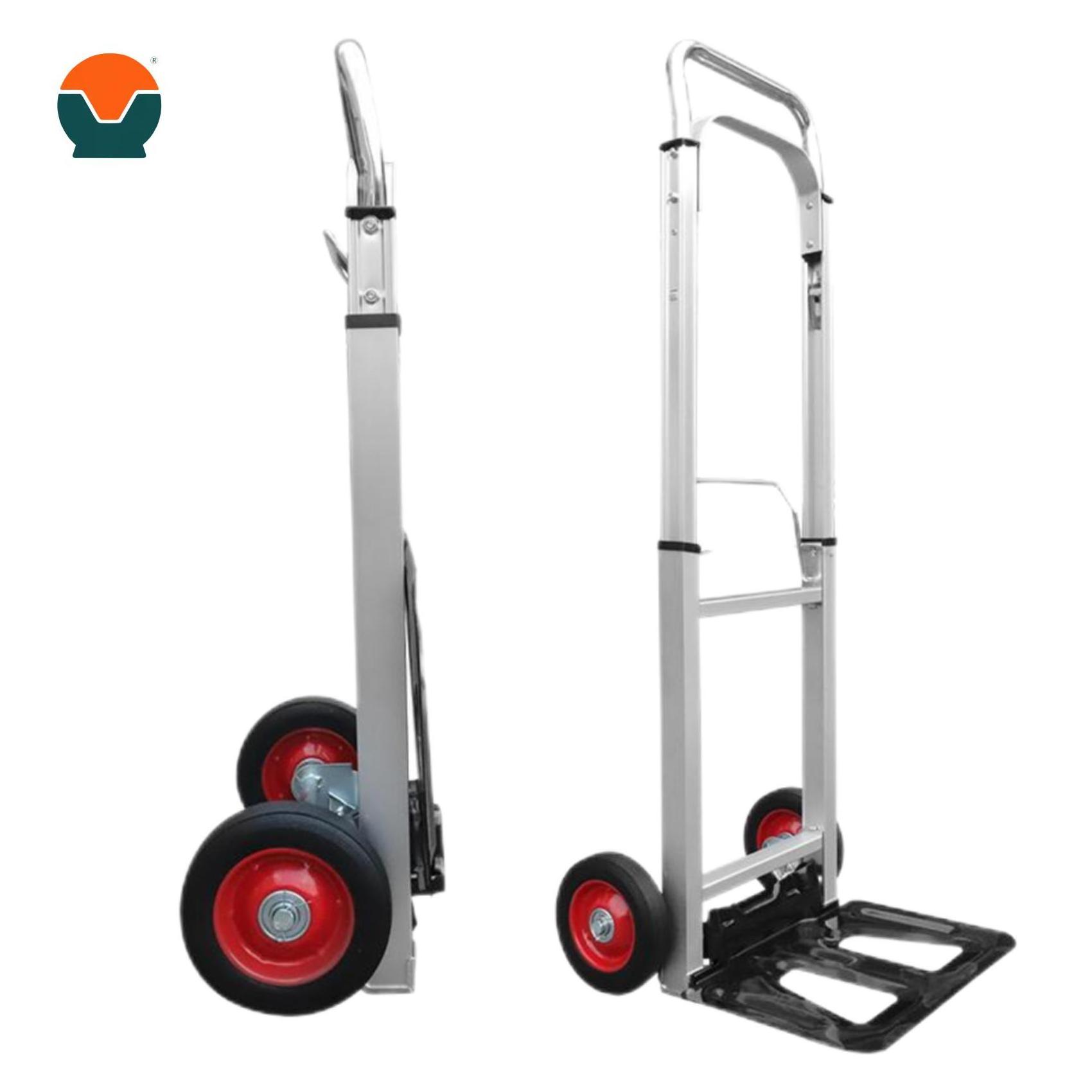 Manufacturer 90kg Capacity Aluminium Frame Portable Telescoping Handles Solid Wheels Extendable Handlebars Folding Hand Trolley