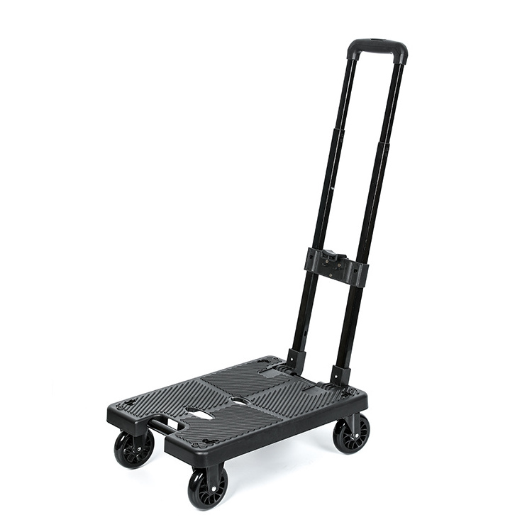 Hotel Airport Baggage Fold Up Shopping Trolley Cart Portable Push Folding Luggage Truck Handcart