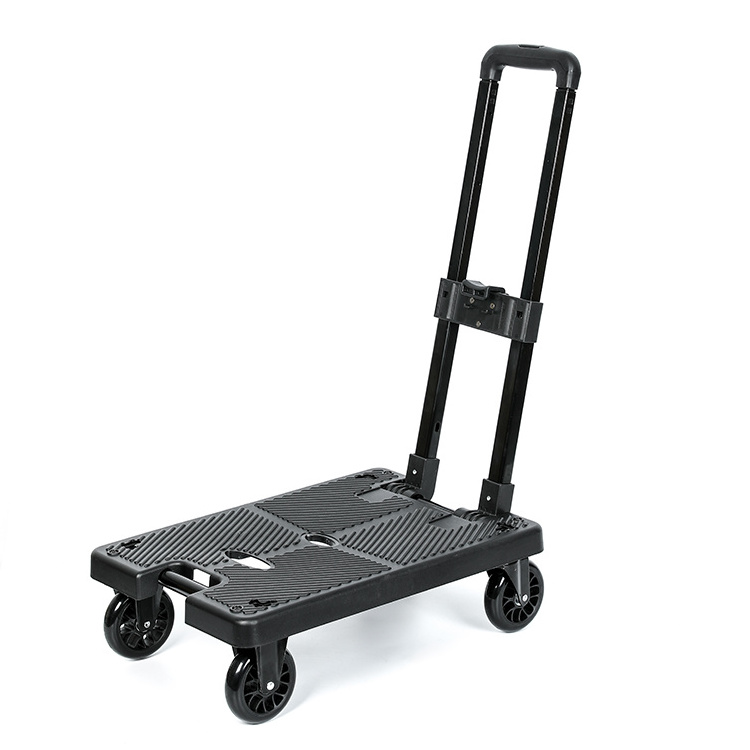 Hotel Airport Baggage Fold Up Shopping Trolley Cart Portable Push Folding Luggage Truck Handcart