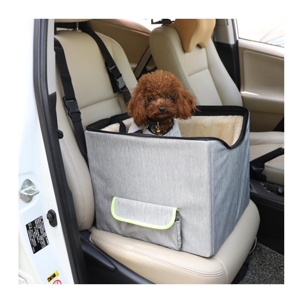 Wholesale Adjustable Outdoor Grey foldable Upgrade Soft Pet Dog Car Bed Travel Elevated Dog Car Seat