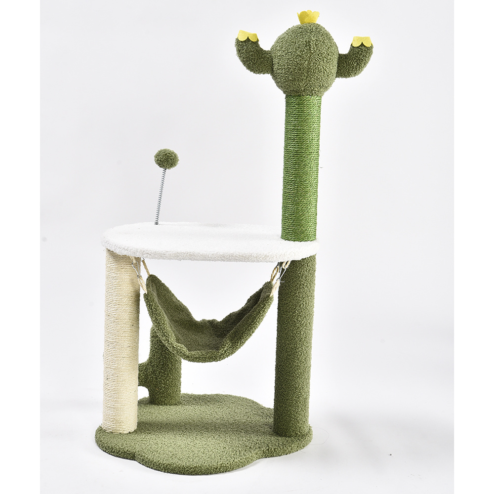 35 Inches H Cat Scratching Post Soft Hammock Kitty Play Indoor Sturdy Cactus Cat Tower Tree