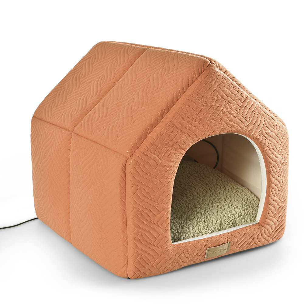 Petstar High Quality Cat Cave Bed Luxury Winter Overheat Protection Heated Warm Pet Bed