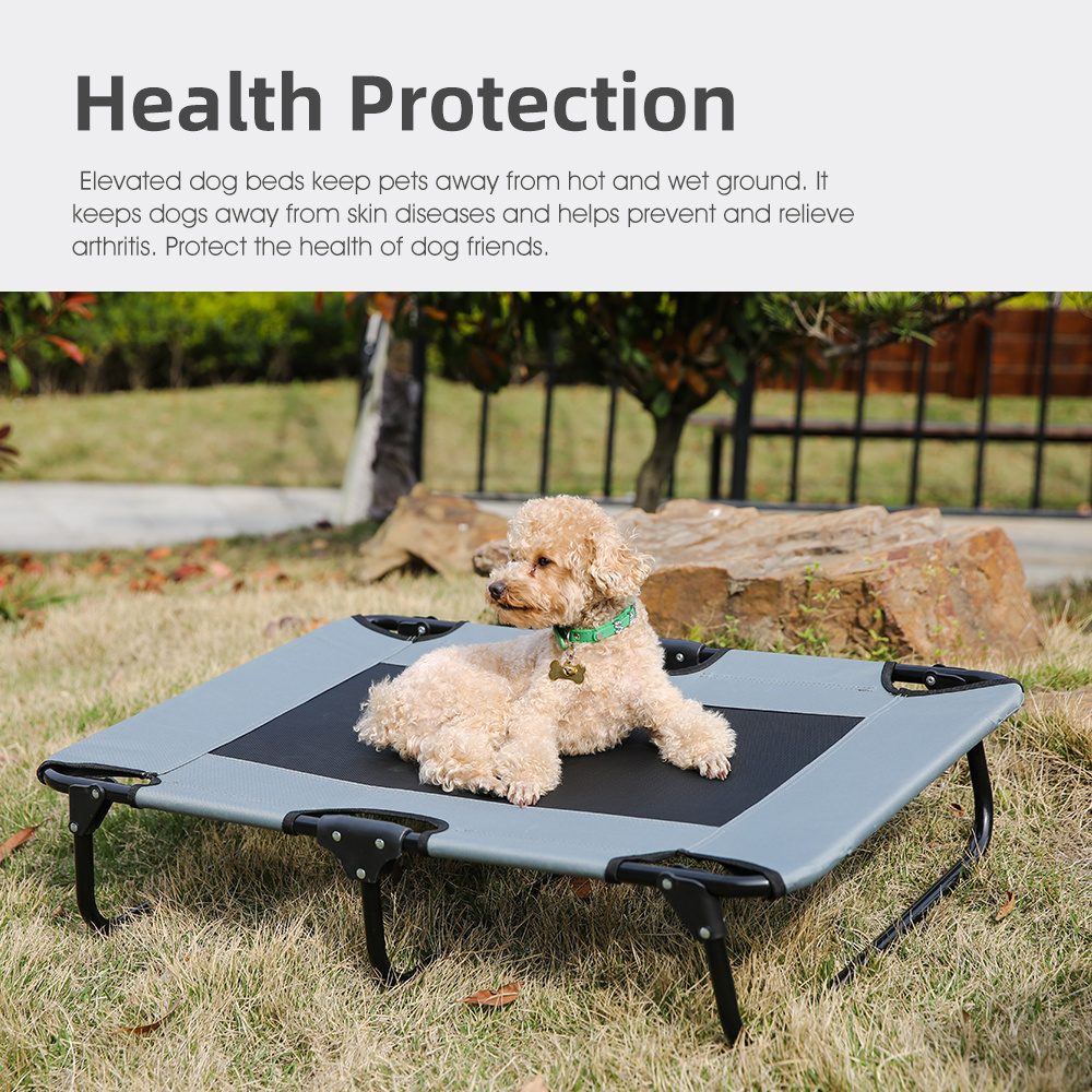 Outdoor Indoor Travel Breathable Cooling Mesh Iron Frame Foldable Portable Pet Elevated Dog Bed