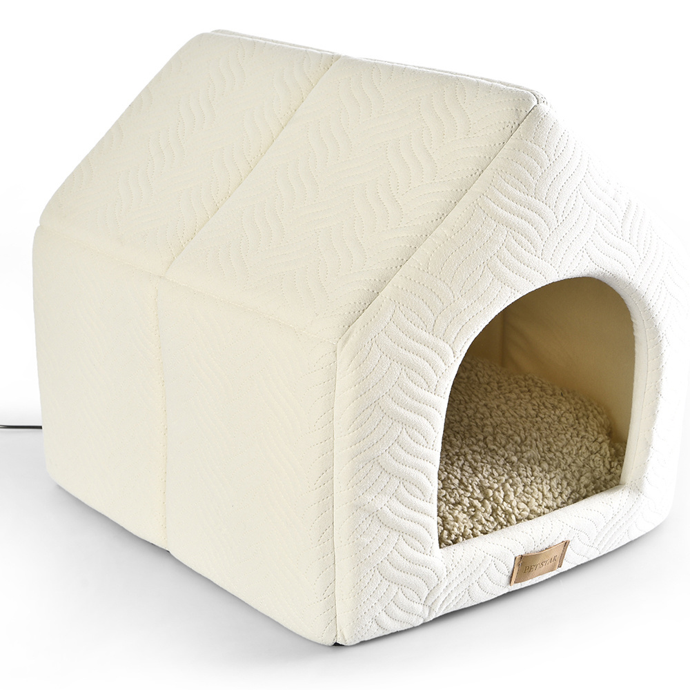 Petstar High Quality Cat Cave Bed Luxury Winter Overheat Protection Heated Warm Pet Bed