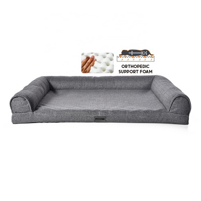 New Pet Product Luxury Large Dog Sofa Couch Bolster Bed Memory Foam Orthopedic Pet Bed