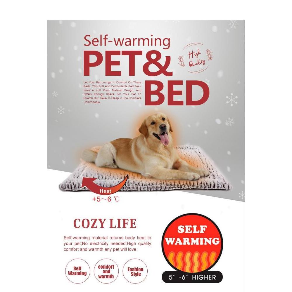 Safety Guaranteed 3 Layers Noiseless Material Heated Pet Bed Mat Pet Dog Mats Self Heating Dog Beds