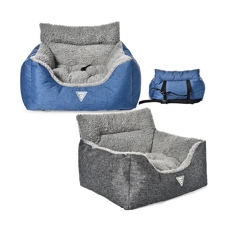 Pet Products Safety Recycle PET Fabric Soft Recycled Pet Car Travel Carrier Booster Bed Car Dog Seat