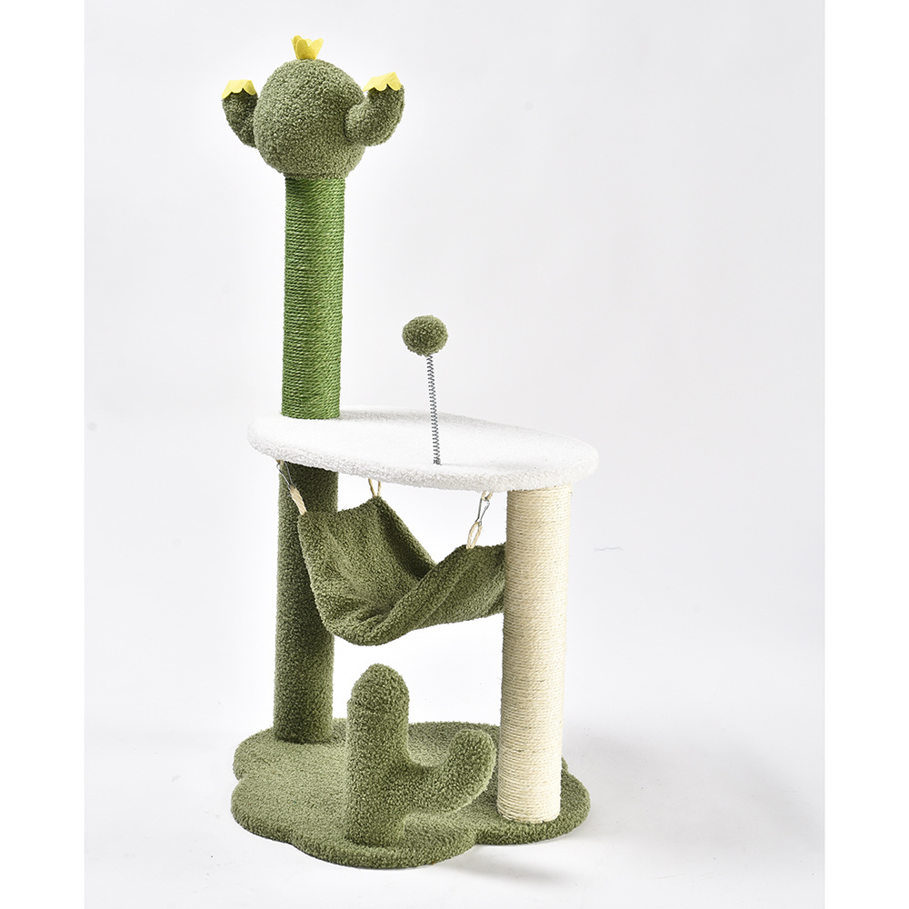 35 Inches H Cat Scratching Post Soft Hammock Kitty Play Indoor Sturdy Cactus Cat Tower Tree