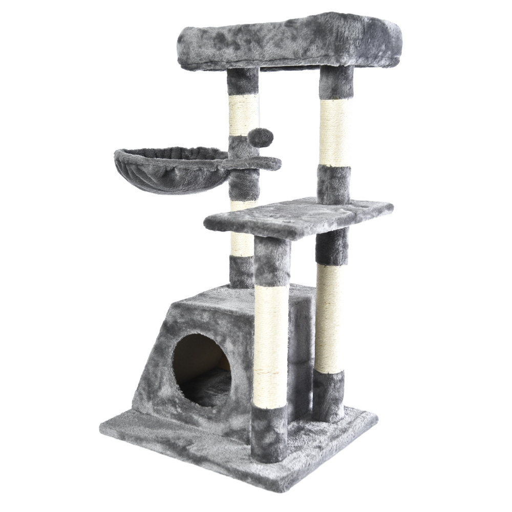 35 Inch Three Layers Cat Scratcher Tree Cat Condo Tree with Hammock for Adult Cats