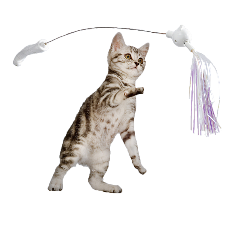 Plastic Wire Battery Electric Pet Kitty Teaser Rotating Funny Stick Cat Teasing Toy