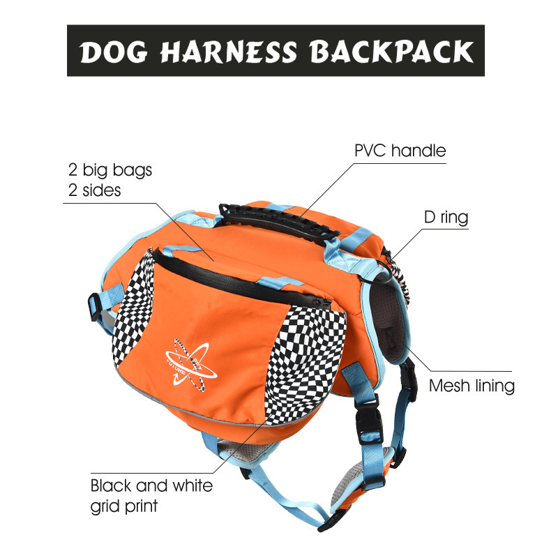 Reflective Lightweight Dog Harness Backpack Bag Adjustable Outdoor Camping Hiking Dog Saddle Bag