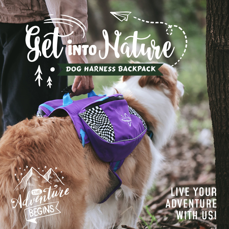 Reflective Lightweight Dog Harness Backpack Bag Adjustable Outdoor Camping Hiking Dog Saddle Bag