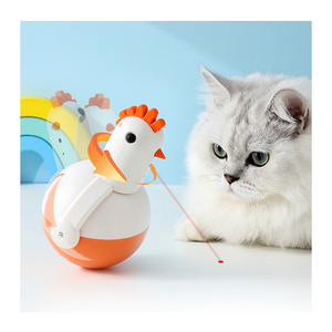 Petstar 360 Degree Random Shaking Imitate Chicken Crowing Toy Laser Tumbler Cat Toy