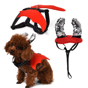 Happy Halloween Fashion Cat Dog Dressing Accessories Demon Wings Wizard Hat Pet Costume Set