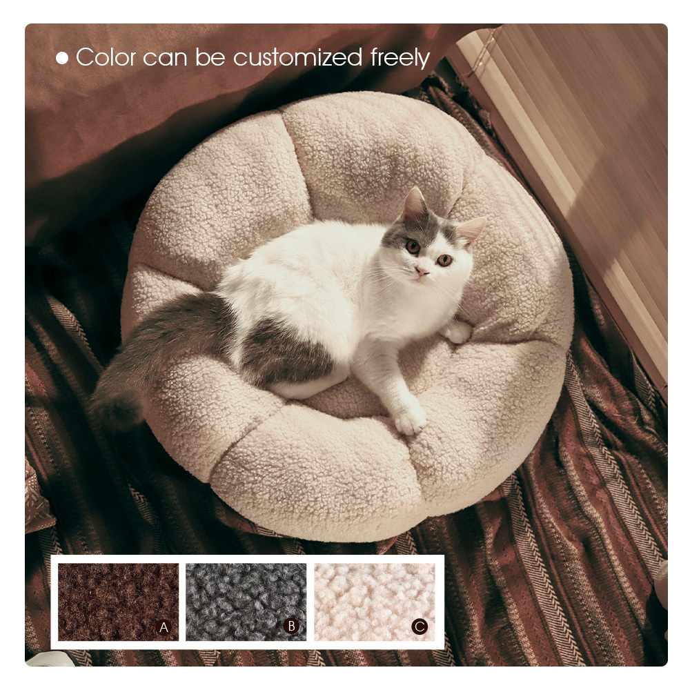 Petstar Pet Bed Home Style Non Slip Cute Cuddle Dog Cat Bed Teddy Plush Round Cat Bed