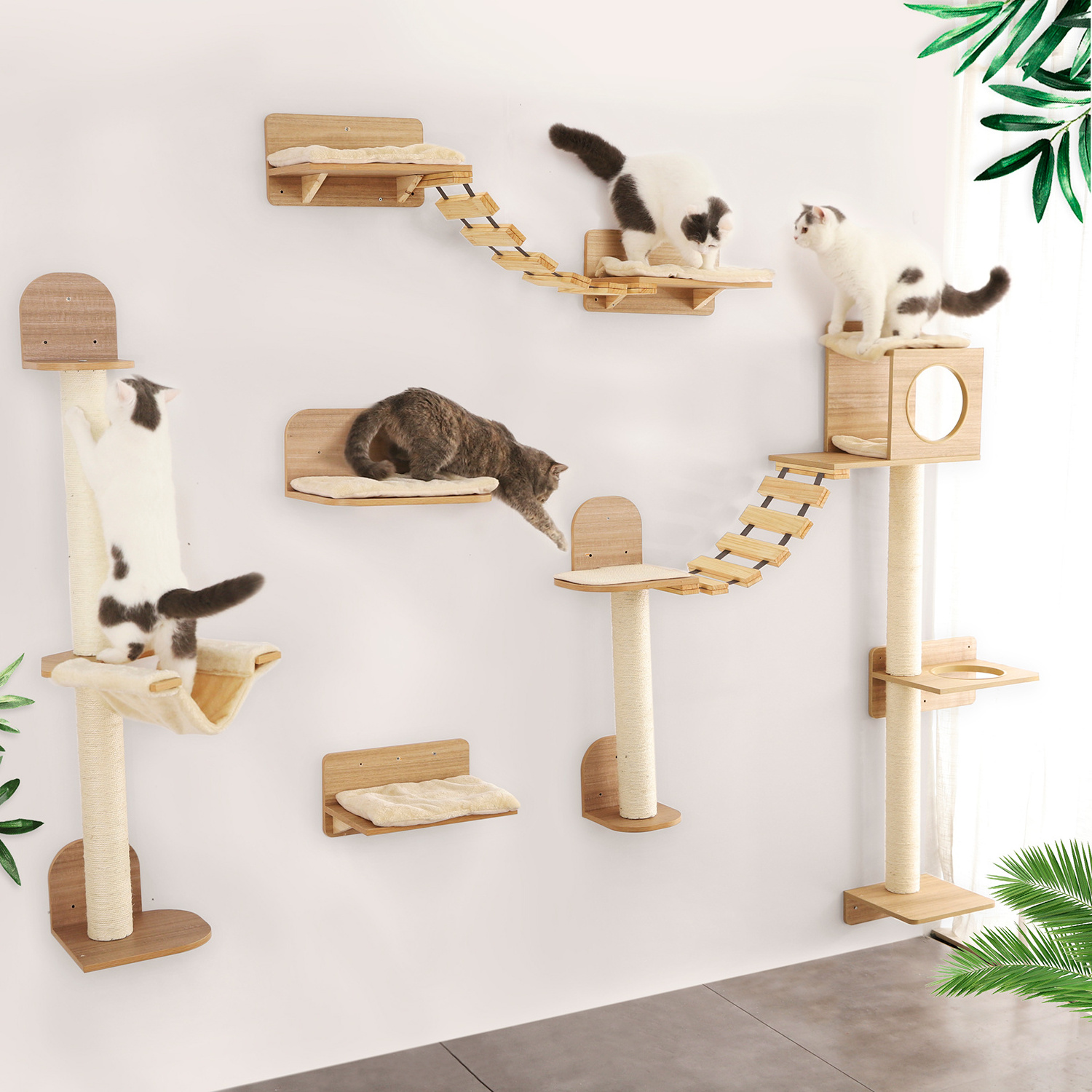 Home Luxurious Cat Climb Track Modern Wall Mounted Shelves Multifunctional Cat Furniture