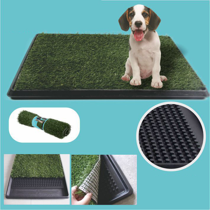 Indoor 3-Piece Puppy Pee Relief Pet Toilet Non-Toxic Synthetic Grass Mat Dog Potty Pad