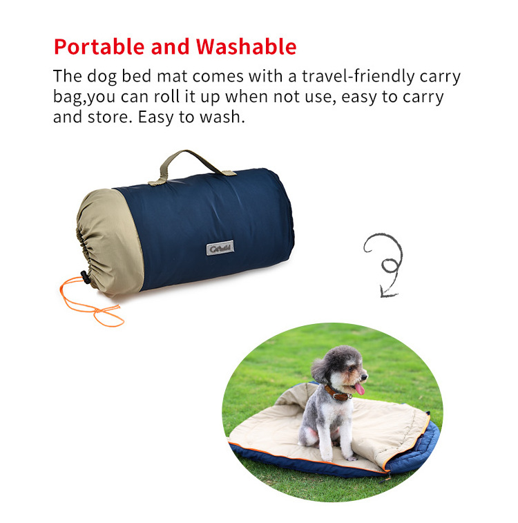 New Released Pet supplies Outdoor Travel Camping Hiking Waterproof Warm Packable Dog Sleeping Bed Self Warm Pet Mat Bag