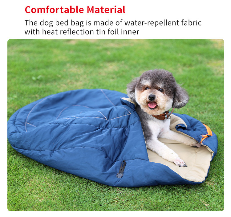 New Released Pet supplies Outdoor Travel Camping Hiking Waterproof Warm Packable Dog Sleeping Bed Self Warm Pet Mat Bag