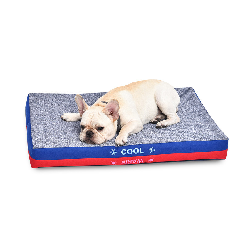 Pet 2 IN 1 Reversible Self-Cooling and Warming Bed All-Season Fit Dog Mat Bed with Cooling Sponge and Short Plush