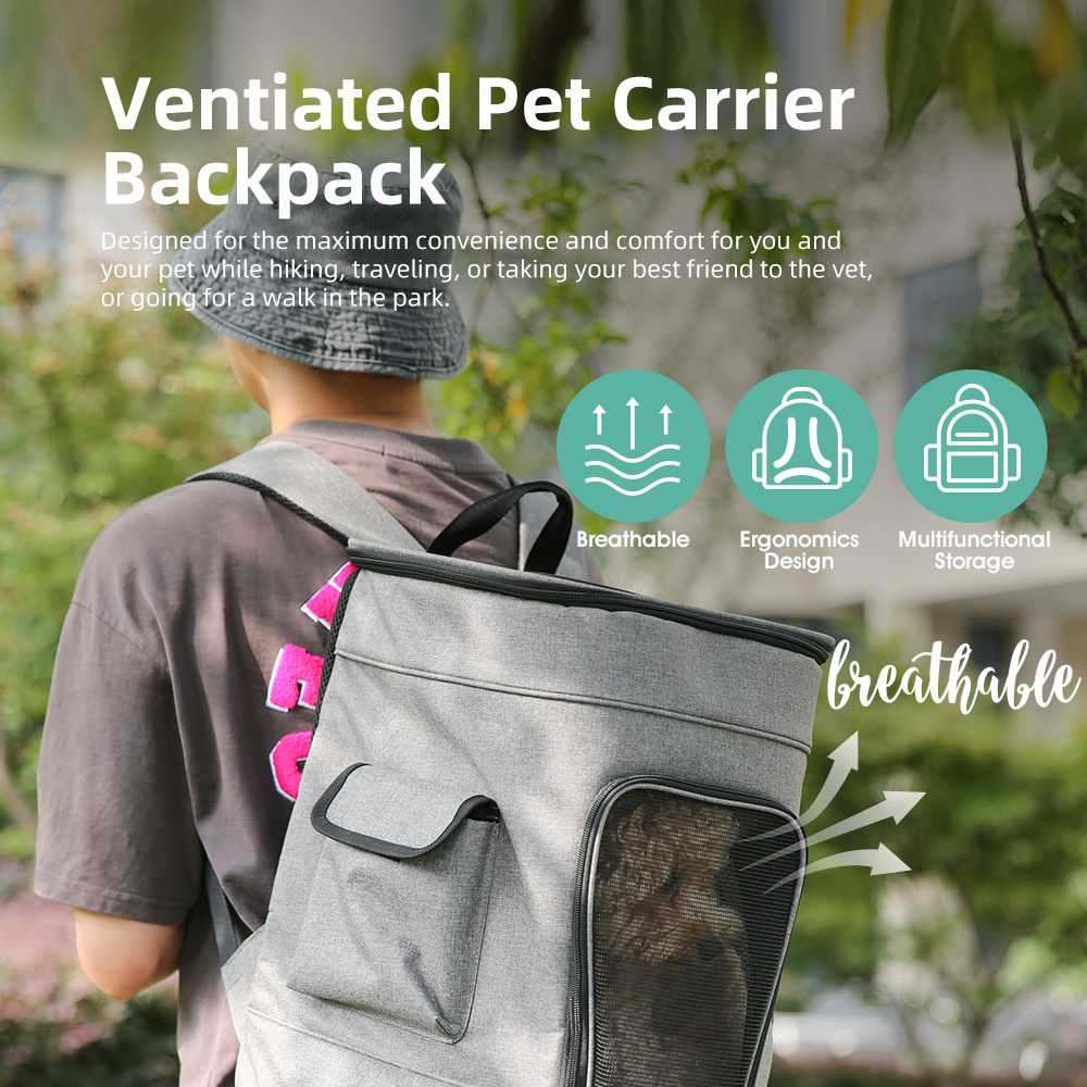 Dog Bucket Bag Large Space Breathable Pet Carrier Backpack Portable Folding Pet Carrier Outside Oxford Dog Bucket Bag