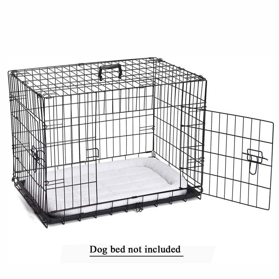 Double Door Folding Iron Metal Dog Crates Pet Cage Kennel Equipped With Detachable Handle