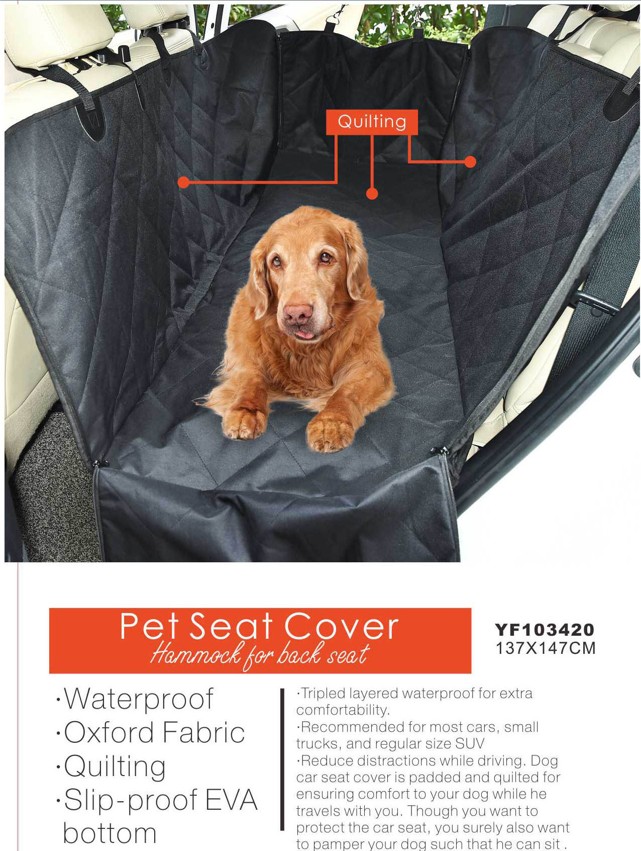 Best Price Superior Quality Outdoor Travel Pet Accessories Waterproof Cat Dog Car Seat Cover For Back Seat