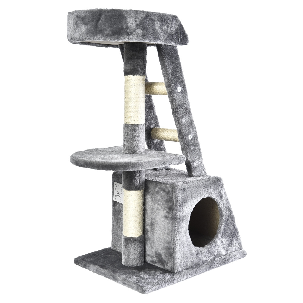 Wholesale Cheap Sisal Post Tree Palm Cat Step Ladder Scratching Post Wood Tower Condo Multilevel House Cat Tree With Hammock