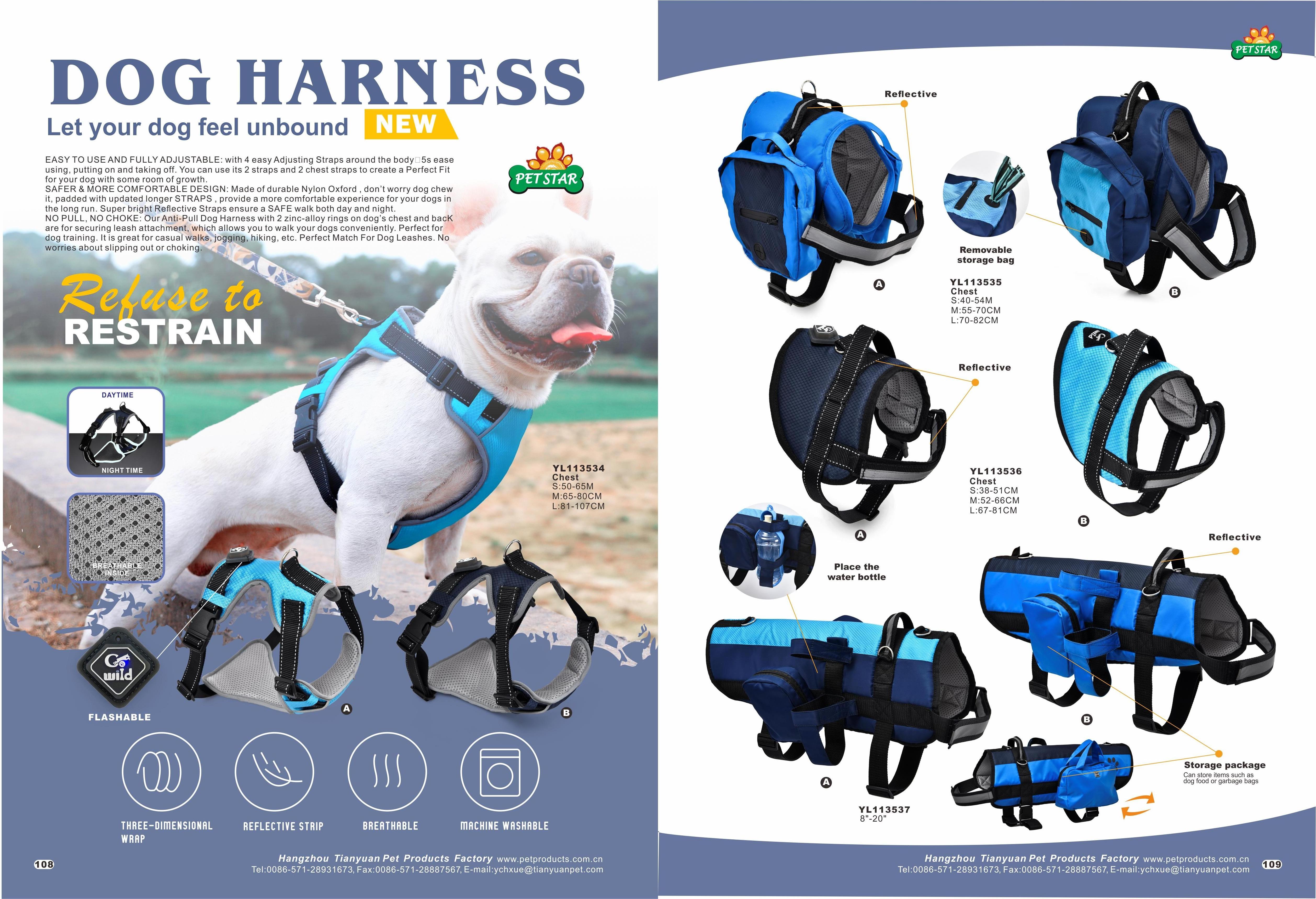 Pet Outdoor Accessories Reflective Lightweight Dog Saddlebag Backpack Back Pack Dog Harness Hiking Pack