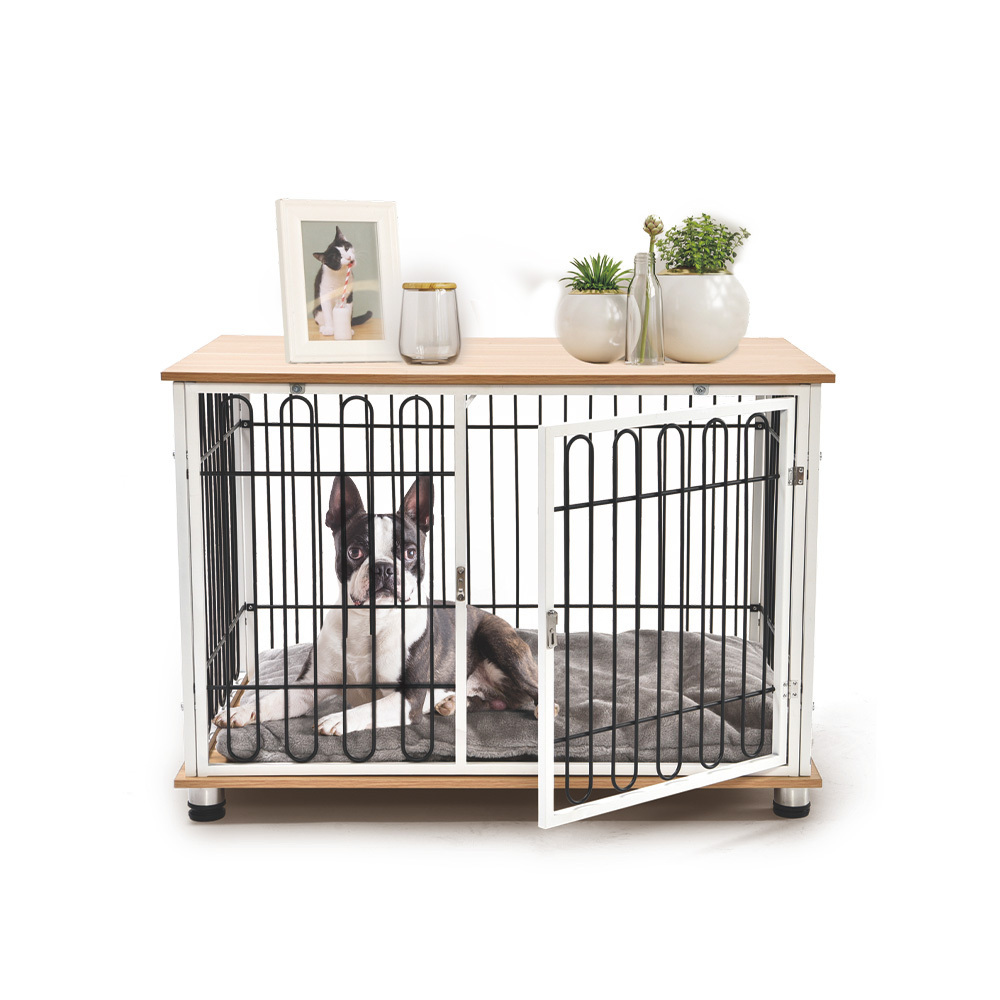 Wholesale Decorative Crates Wooden Stainless Steel Heavy Duty Pet Cage Furniture Dog Kennels Stackable Dog Cages