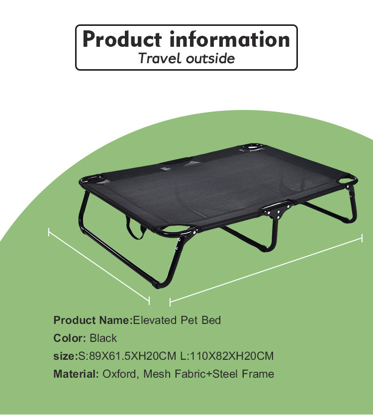 Indestructible Steel Frame Chew-Proof Foldable Pet Cot Dog Trampoline Raised Elevated Dog Bed