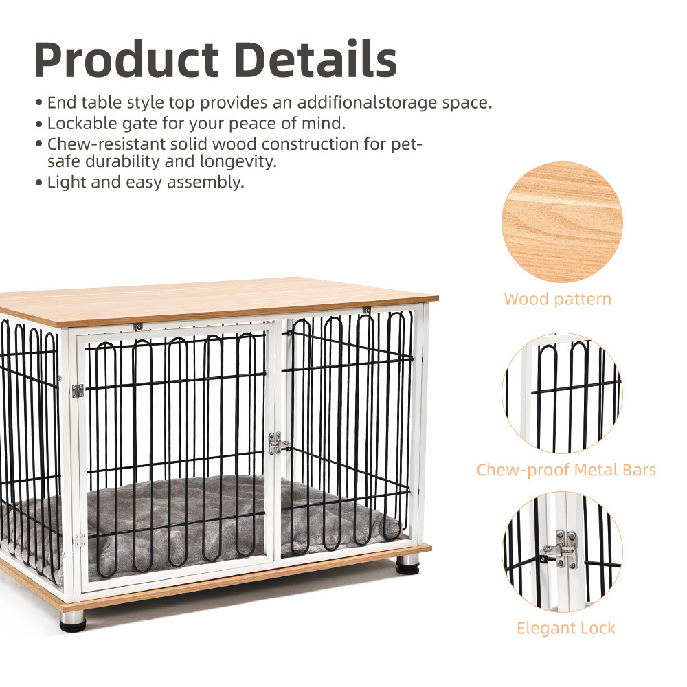 Wholesale Decorative Crates Wooden Stainless Steel Heavy Duty Pet Cage Furniture Dog Kennels Stackable Dog Cages