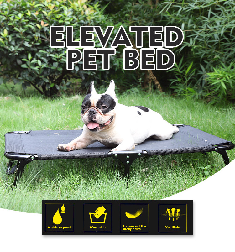 Indestructible Steel Frame Chew-Proof Foldable Pet Cot Dog Trampoline Raised Elevated Dog Bed