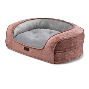 Pet Sofa Solid Orthopedic Memory Foam Luxury Pet Bed Washable Large Cushion Lounge Dog Bed with non-slip bottom