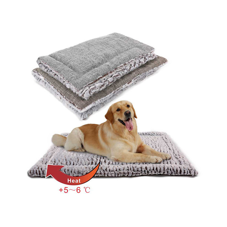 Factory Manufacture Various Organic Self Warming Fiber Heated  Pet Blanket Soft Plush Dog Bed Mat