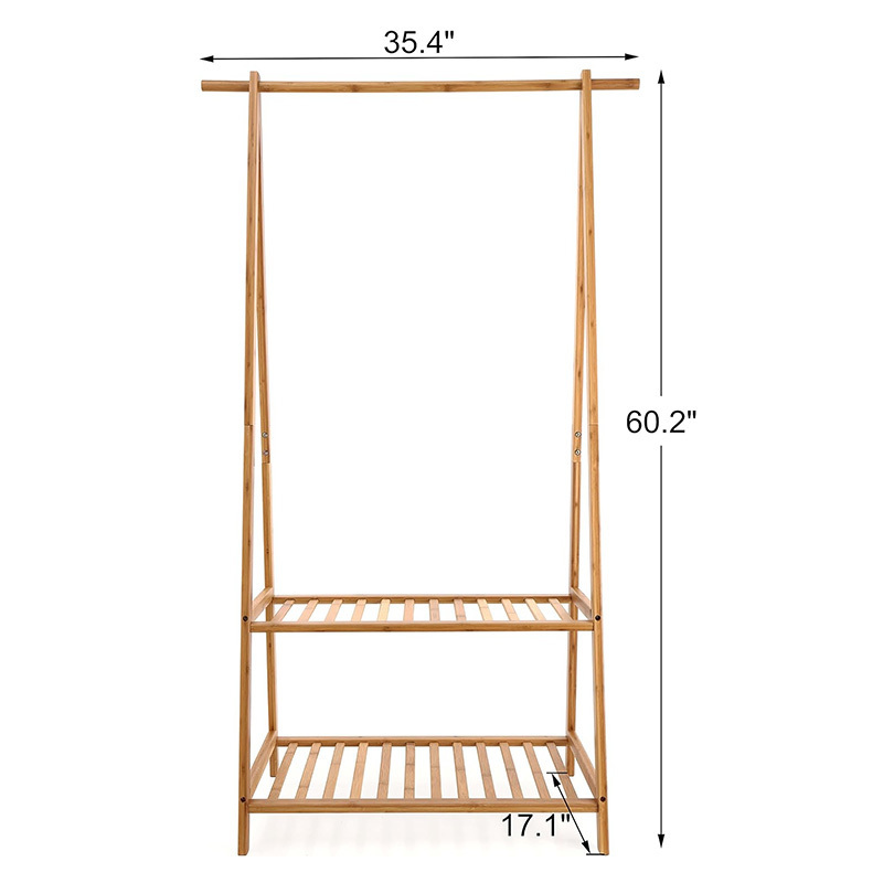 Multifunctional Clothes Rack Portable Garment Rack 2-Tire Storage Box Shelves Bamboo Cap Hat Coat Racks For Bed Room