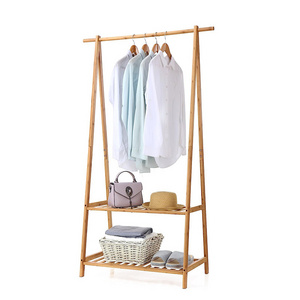 Multifunctional Clothes Rack Portable Garment Rack 2-Tire Storage Box Shelves Bamboo Cap Hat Coat Racks For Bed Room