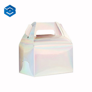 Personalized Cake Boxes Bright Colors Gable Box Portable Paper Window Cake Bag Breakfast Candy Cheese Cake Box With Handle